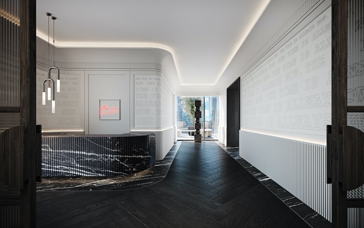 Rendering of Natasha Residences lobby reception hallway