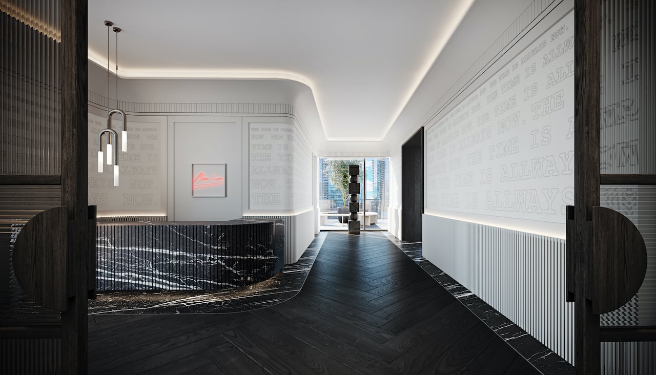 Rendering of Natasha Residences lobby reception hallway