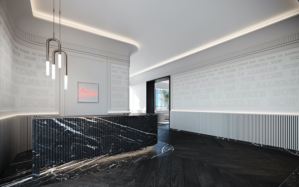 Rendering of Natasha Residences lobby concierge desk