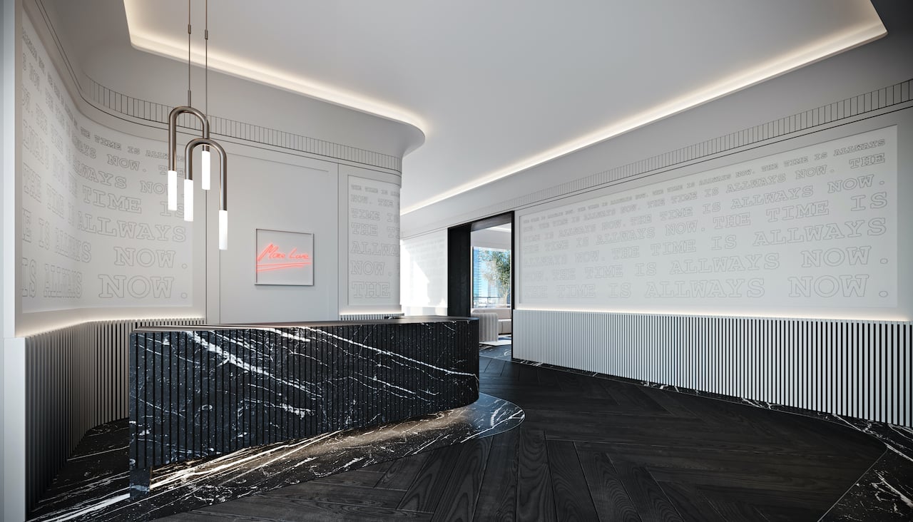 Rendering of Natasha Residences lobby concierge desk