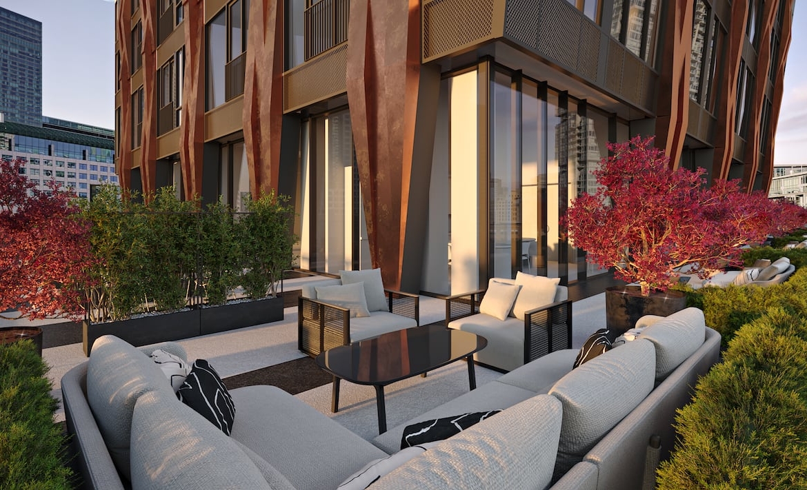 Rendering of Natasha Residences terrace with ample seating