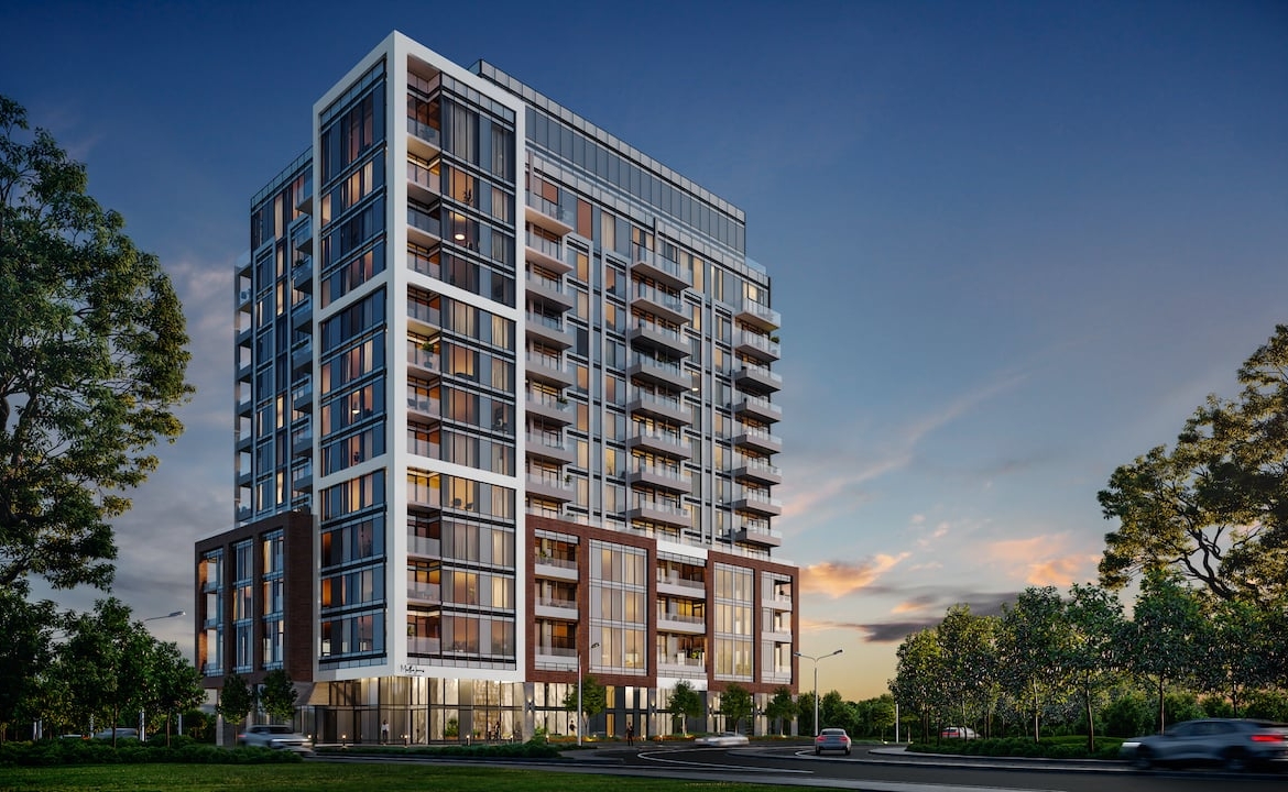 Rendering of Martha James Condos exterior at night