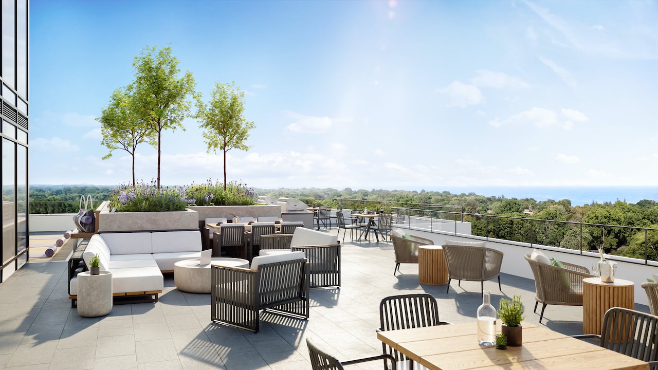 Rendering of Martha James Condos rooftop terrace during the day