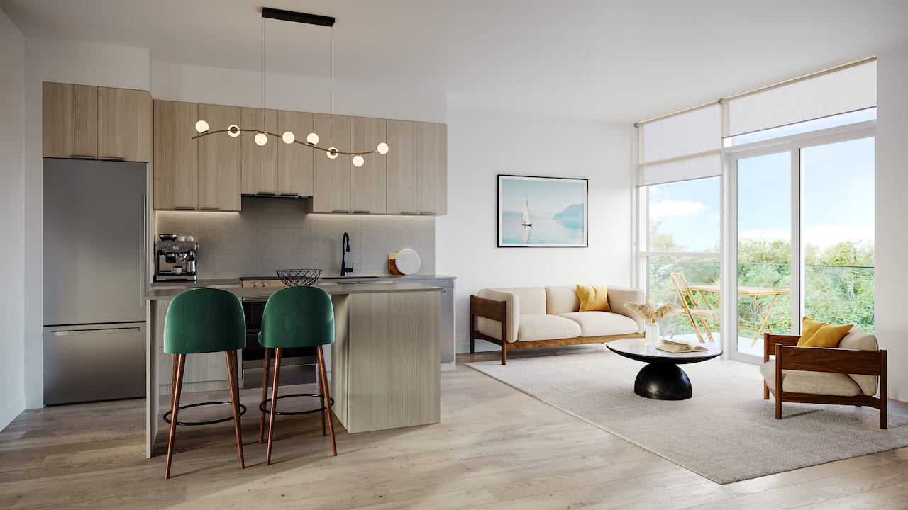 Rendering of Martha James suite interior open-concept