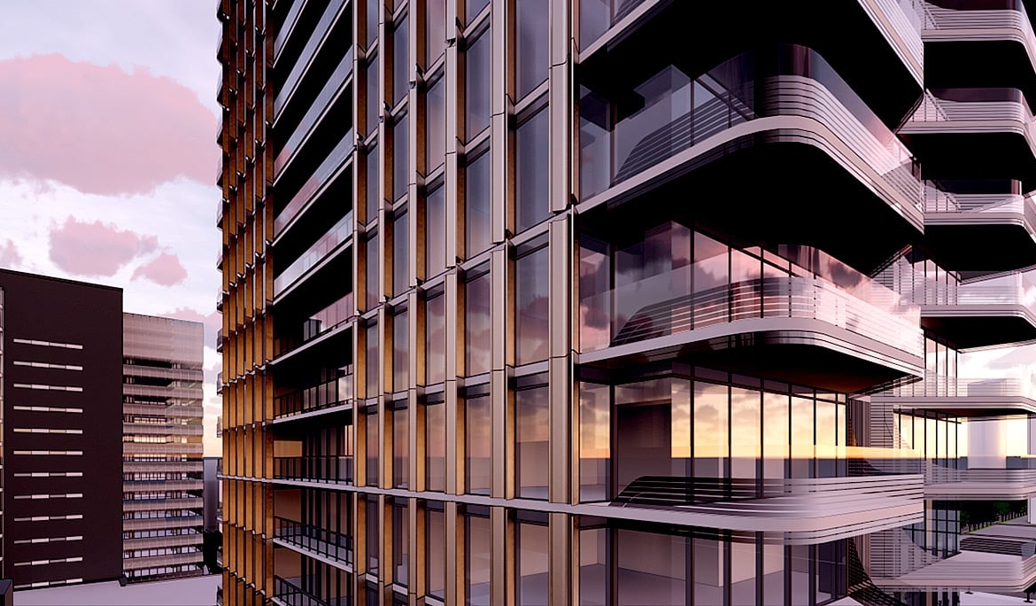 Rendering of ArtWalk Condos exterior siding detail