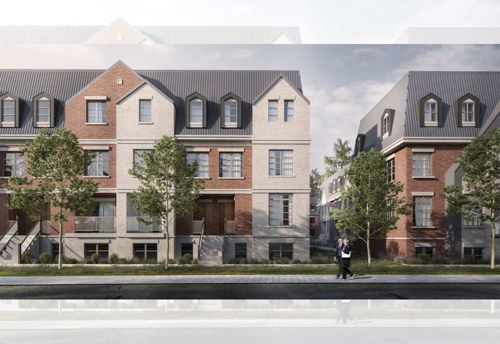 Rendering of Distrikt Islington Village Towns exterior side view