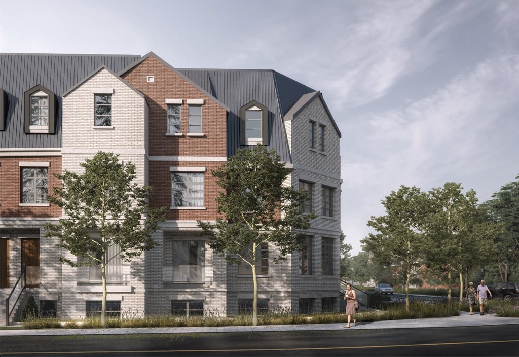 Rendering of Distrikt Islington Village Towns exterior with streetview