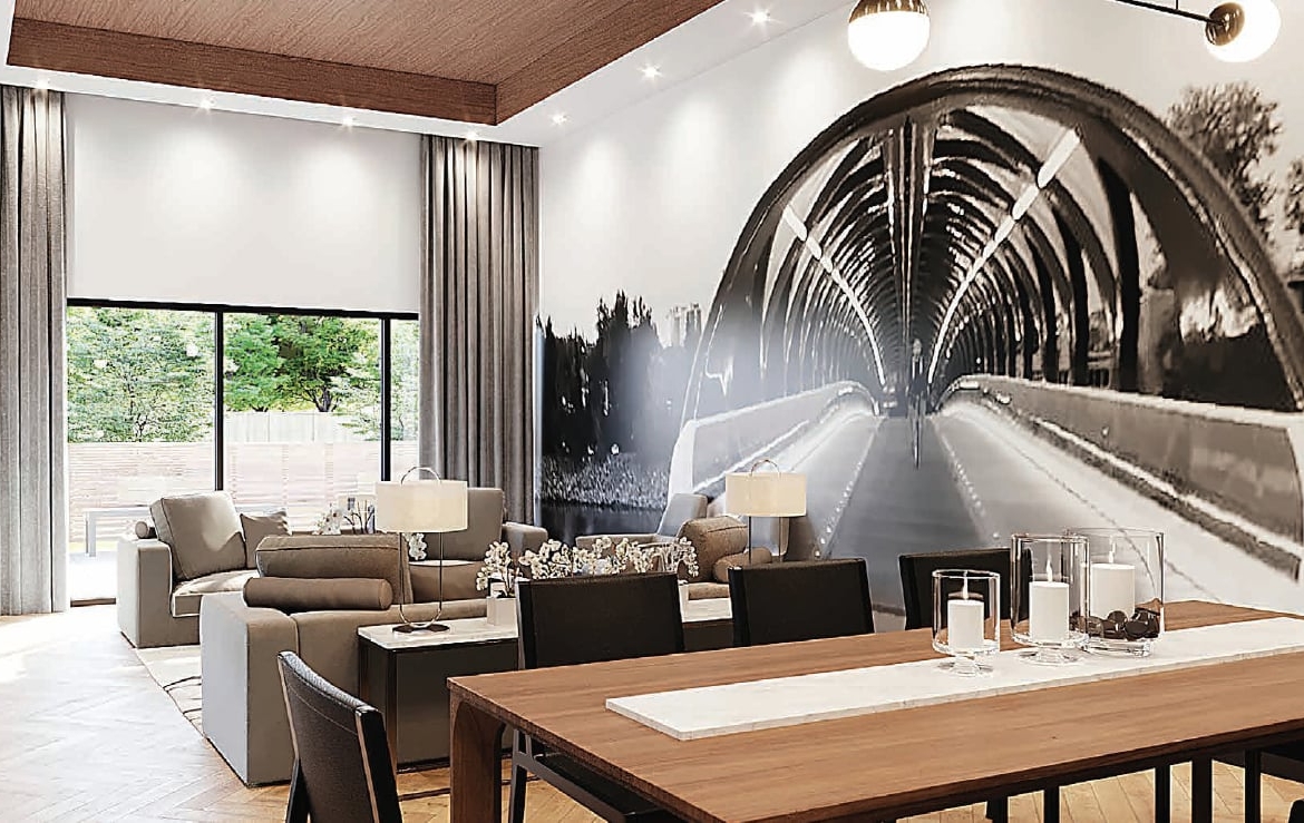 Rendering of First & Park Condos lounge and shared co-working space