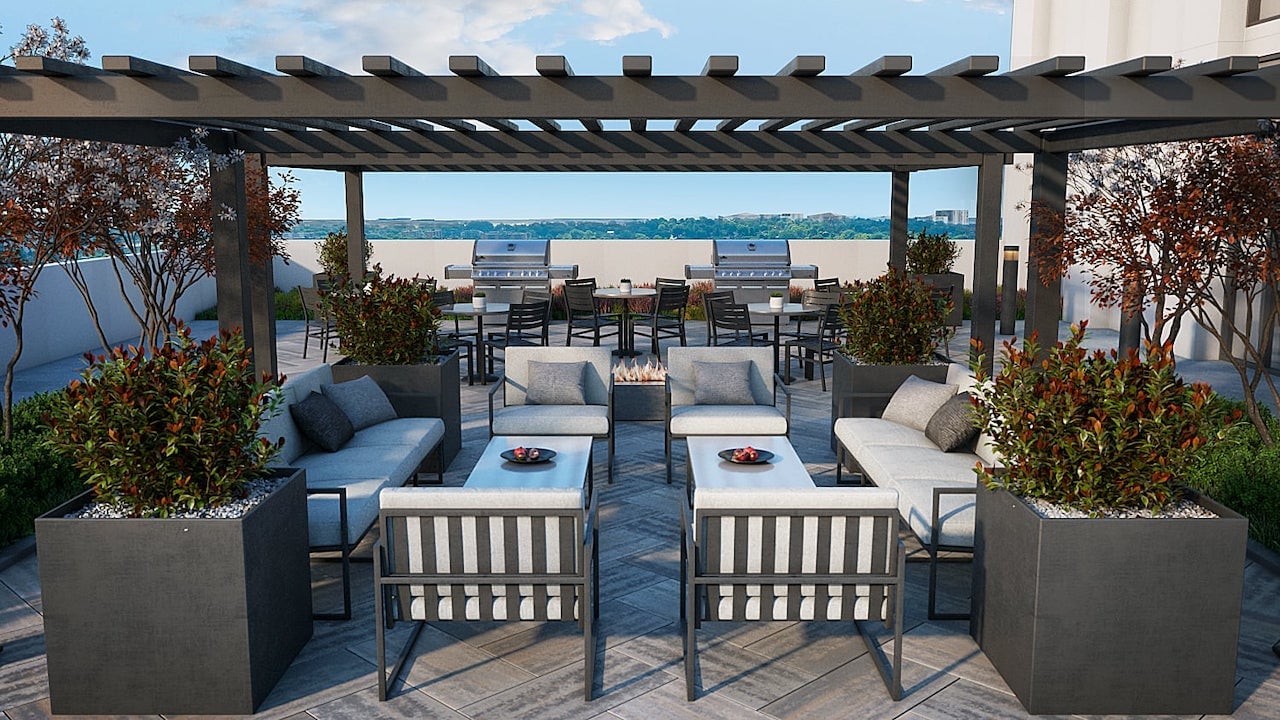 Rendering of FourMe Condos 7th floor outdoor seating area