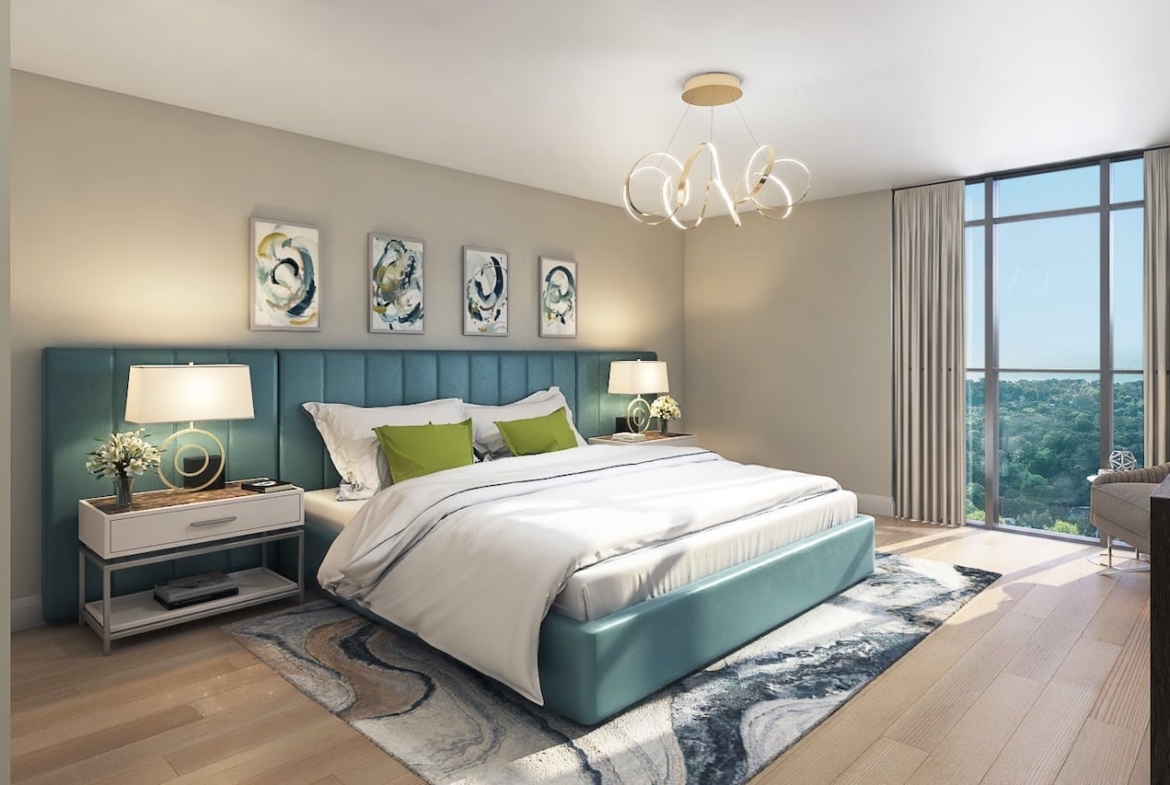 Rendering of FourMe Condos suite bedroom