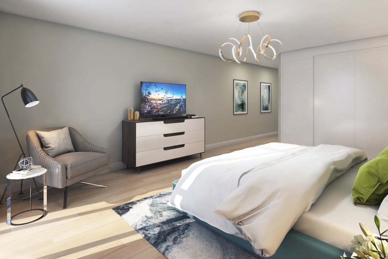 Rendering of FourMe Condos suite bedroom interior