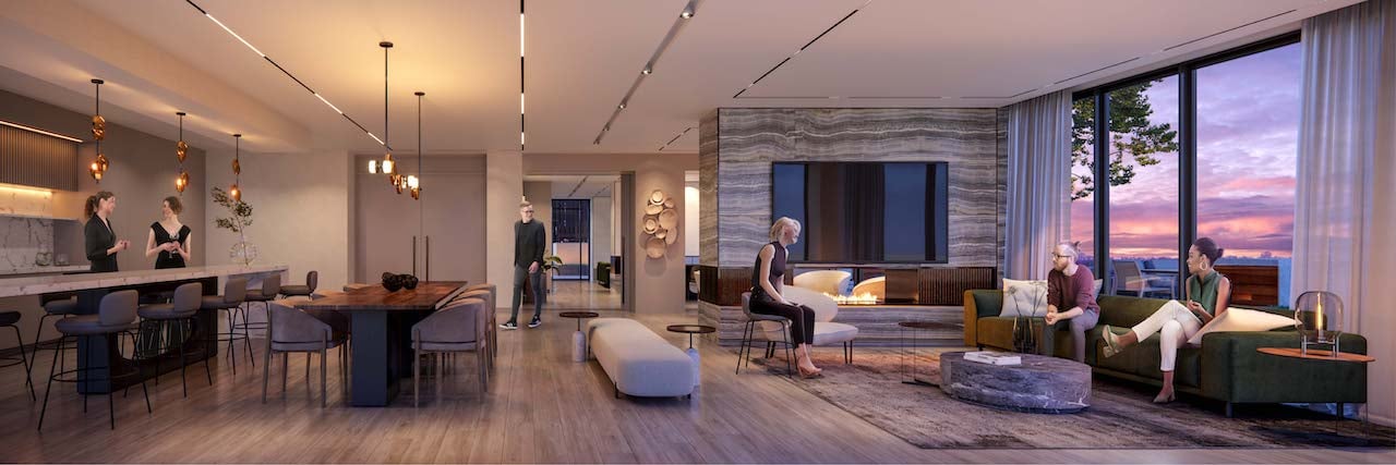 Rendering of M2M Squared Condos party room