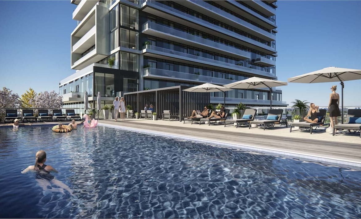 Rendering of M2M Squared Condos pool cabana