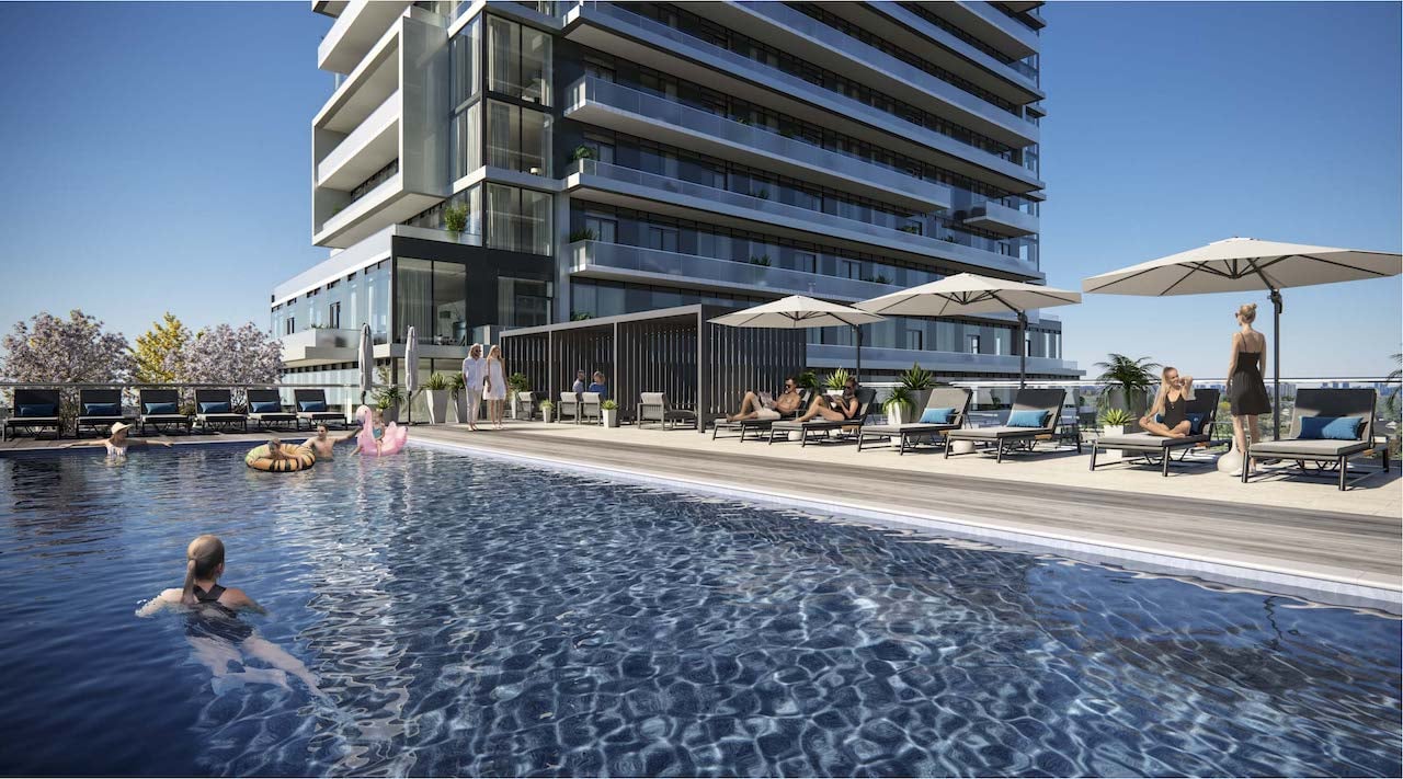 Rendering of M2M Squared Condos pool cabana