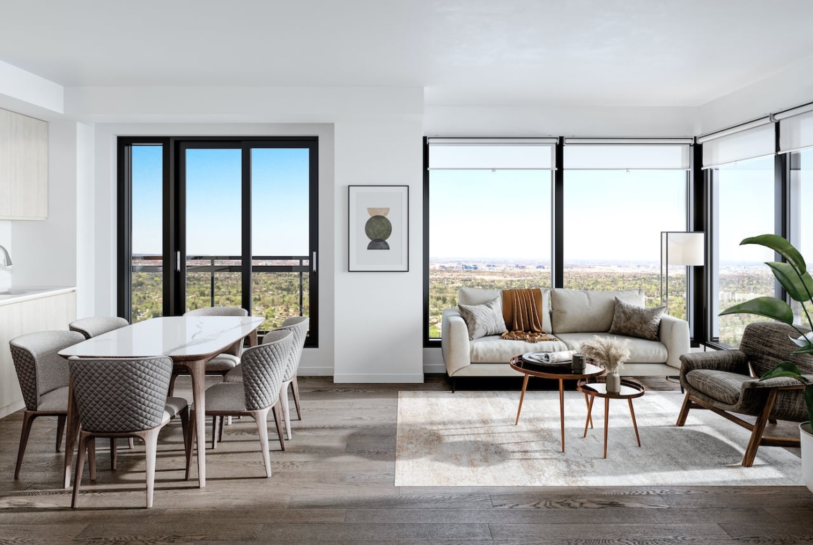 M2M Squared Condos suite interior living room