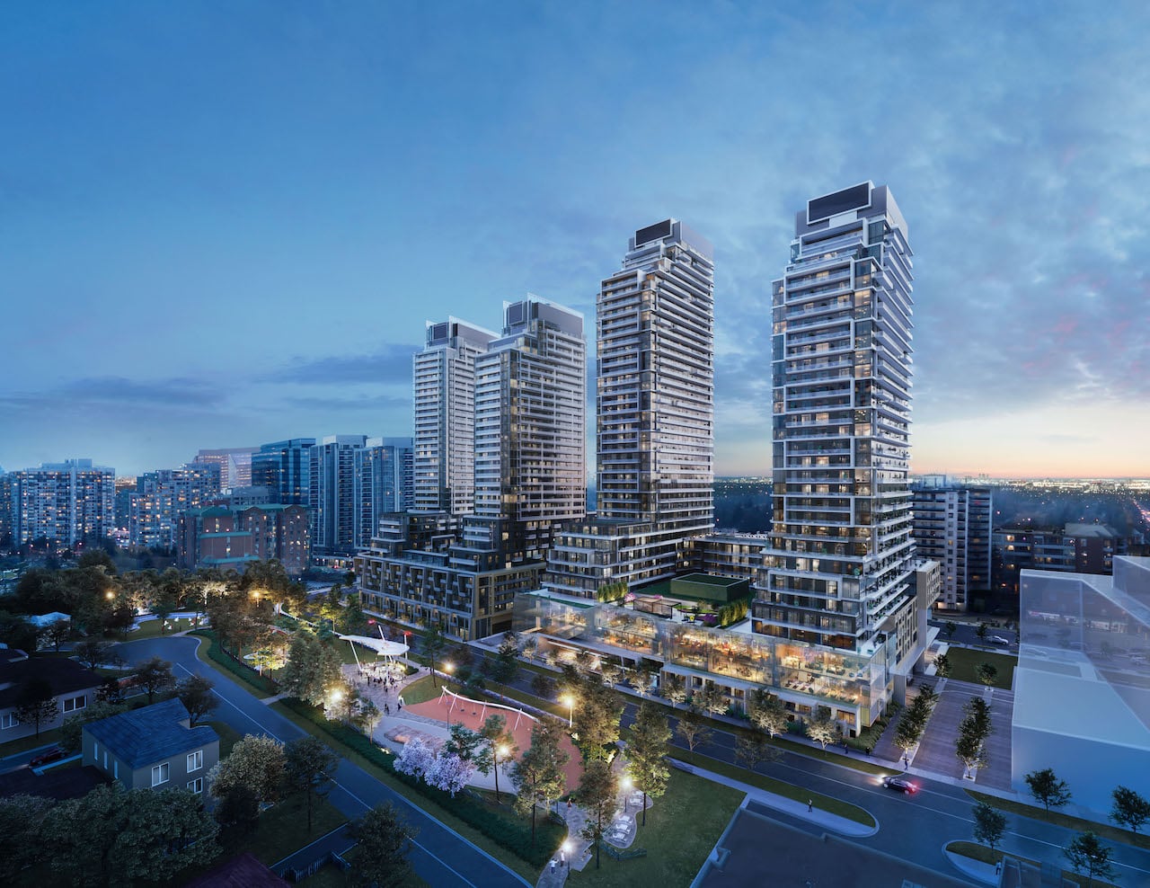 Rendering of M2M Community at dusk