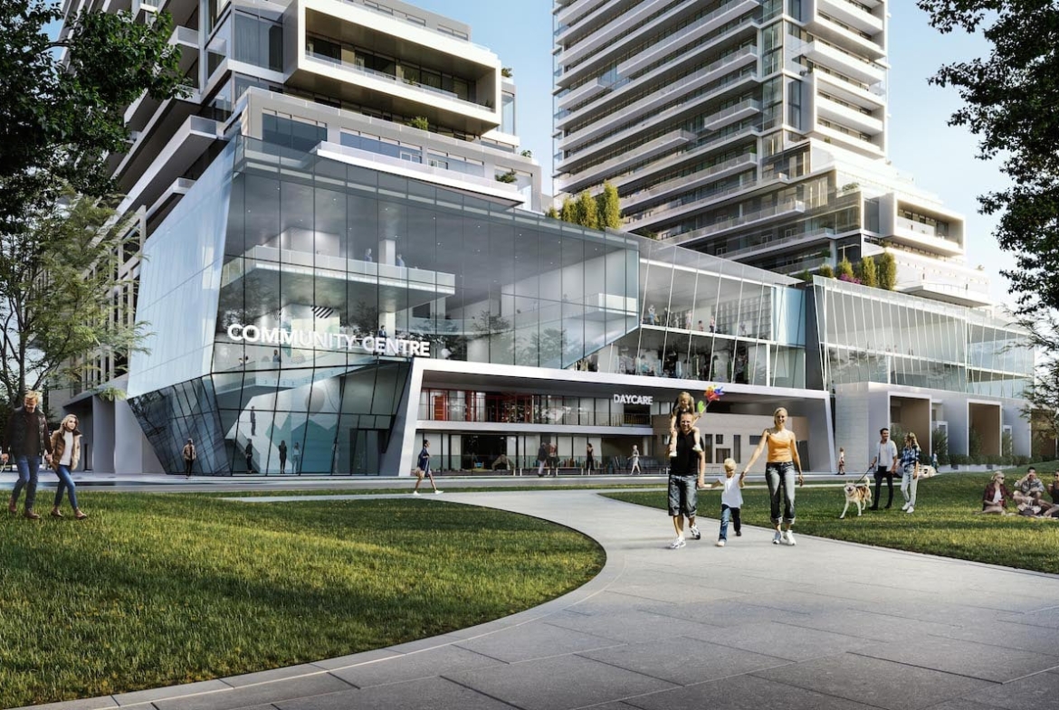 Rendering of M2M Squared Condos community centre
