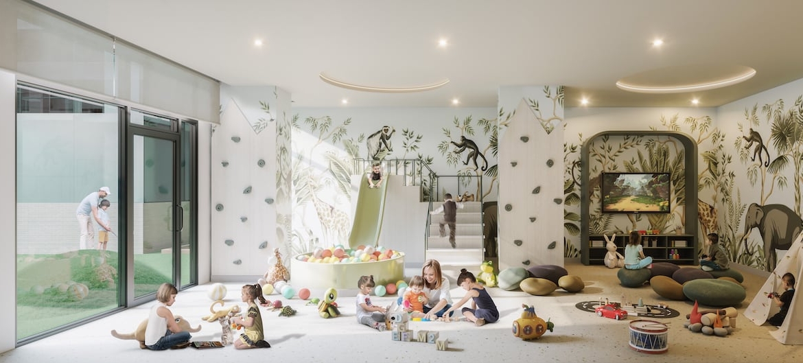 Rendering of M2M Squared Condos kids play room