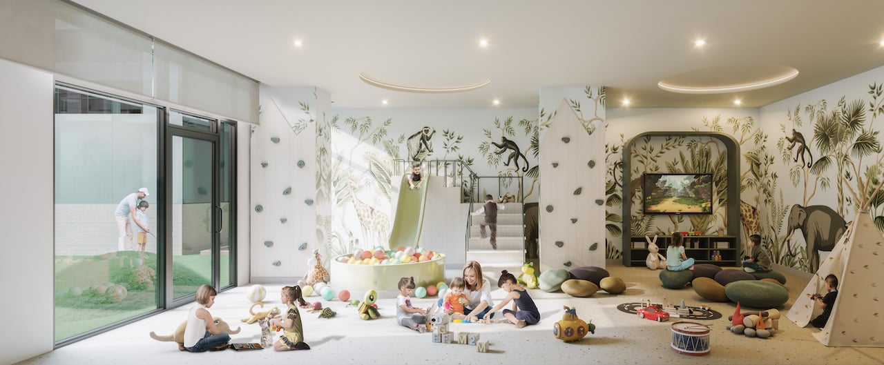 Rendering of M2M Squared Condos kids play room