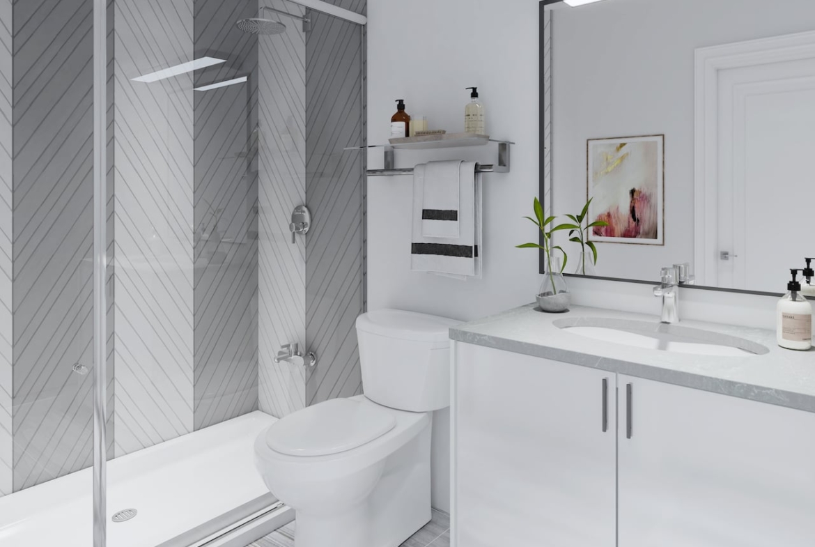Rendering of Central District Towns suite interior bathroom
