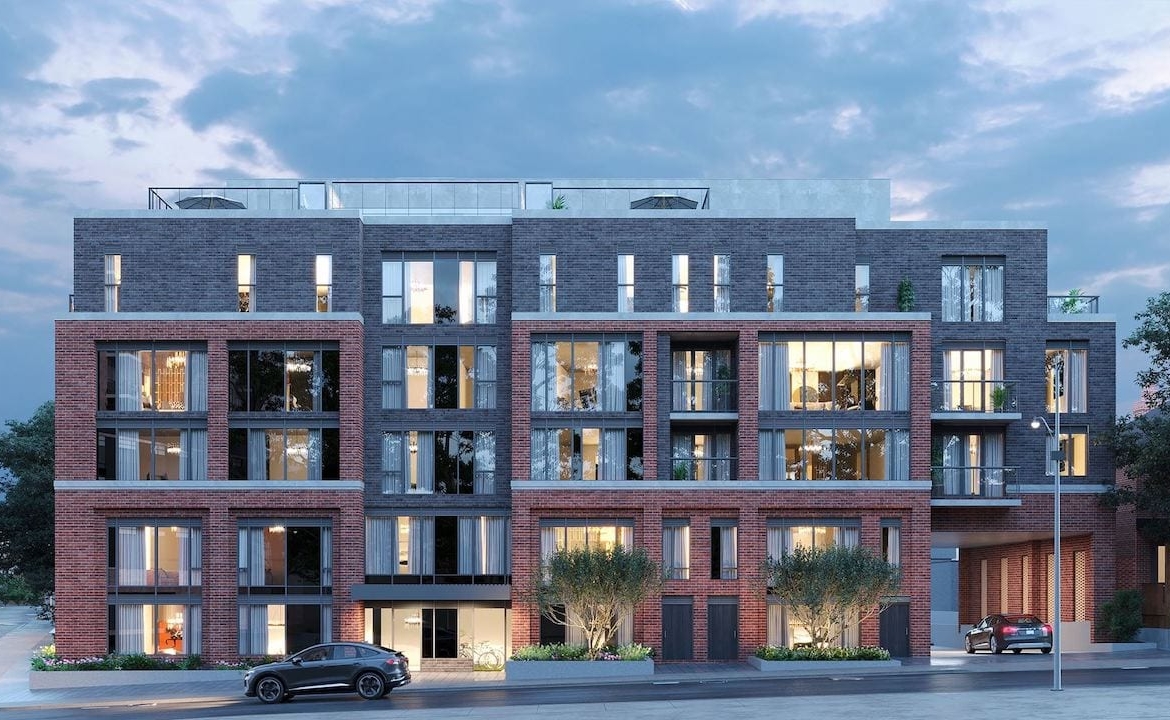 Rendering of Junction Square Condos exterior evening
