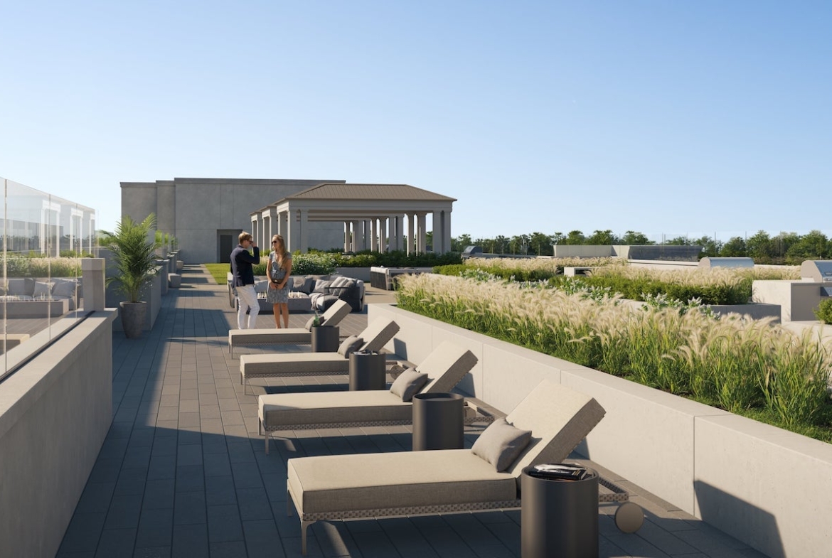 Rendering of King Terraces rooftop loungers