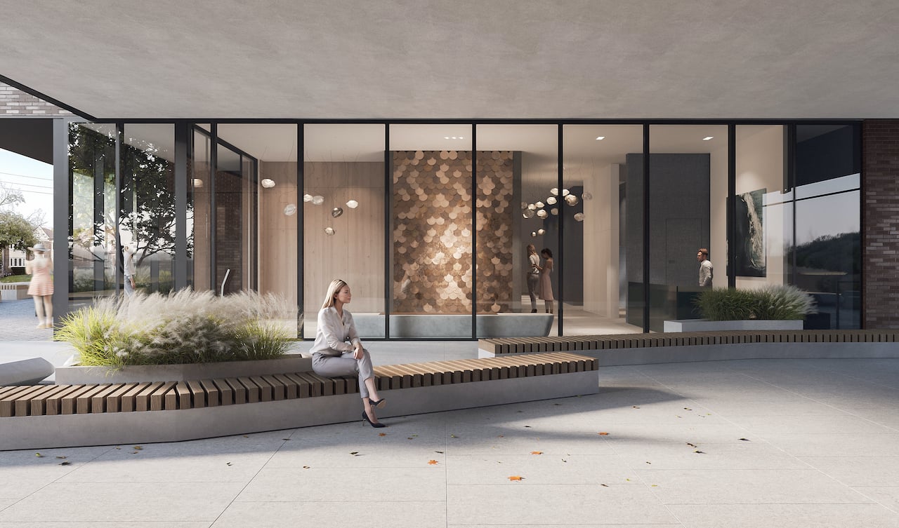 Rendering of Leaside Common lobby seating