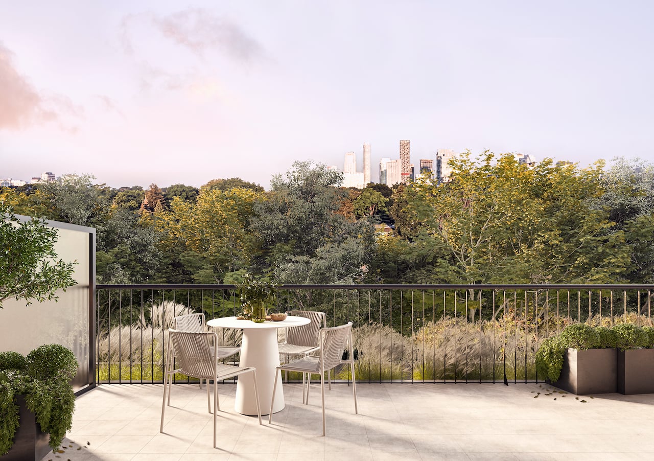 Rendering of Leaside Common suite exterior terrace