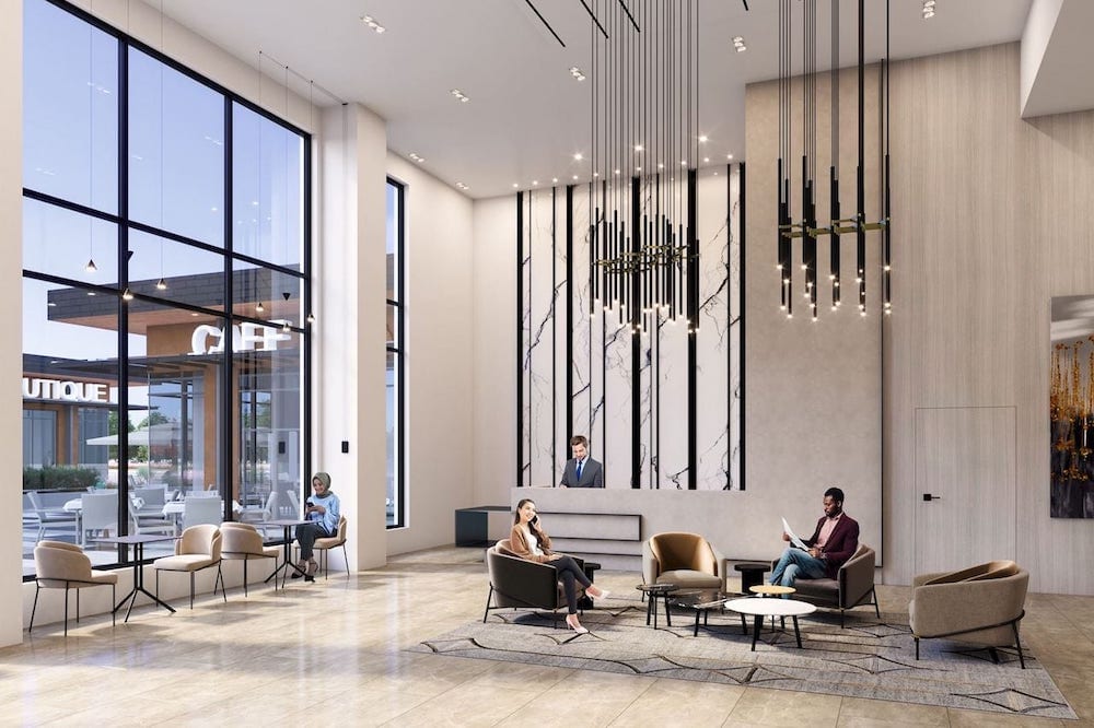 Rendering of DUO Condos lobby