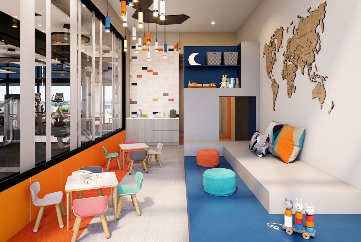 Rendering of DUO Condos kids play room