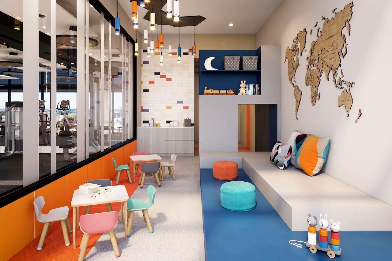 Rendering of DUO Condos kids play room