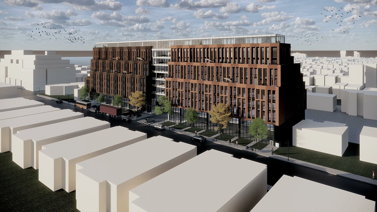 Rendering of Leaside Common Condos exterior side view
