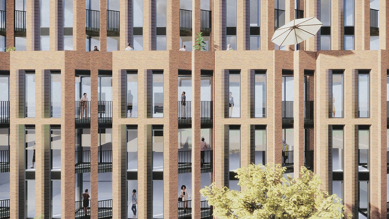 Rendering of Leaside Common Condos exterior siding