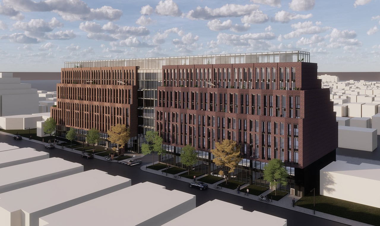 Rendering of Leaside Common Condos exterior angled-view