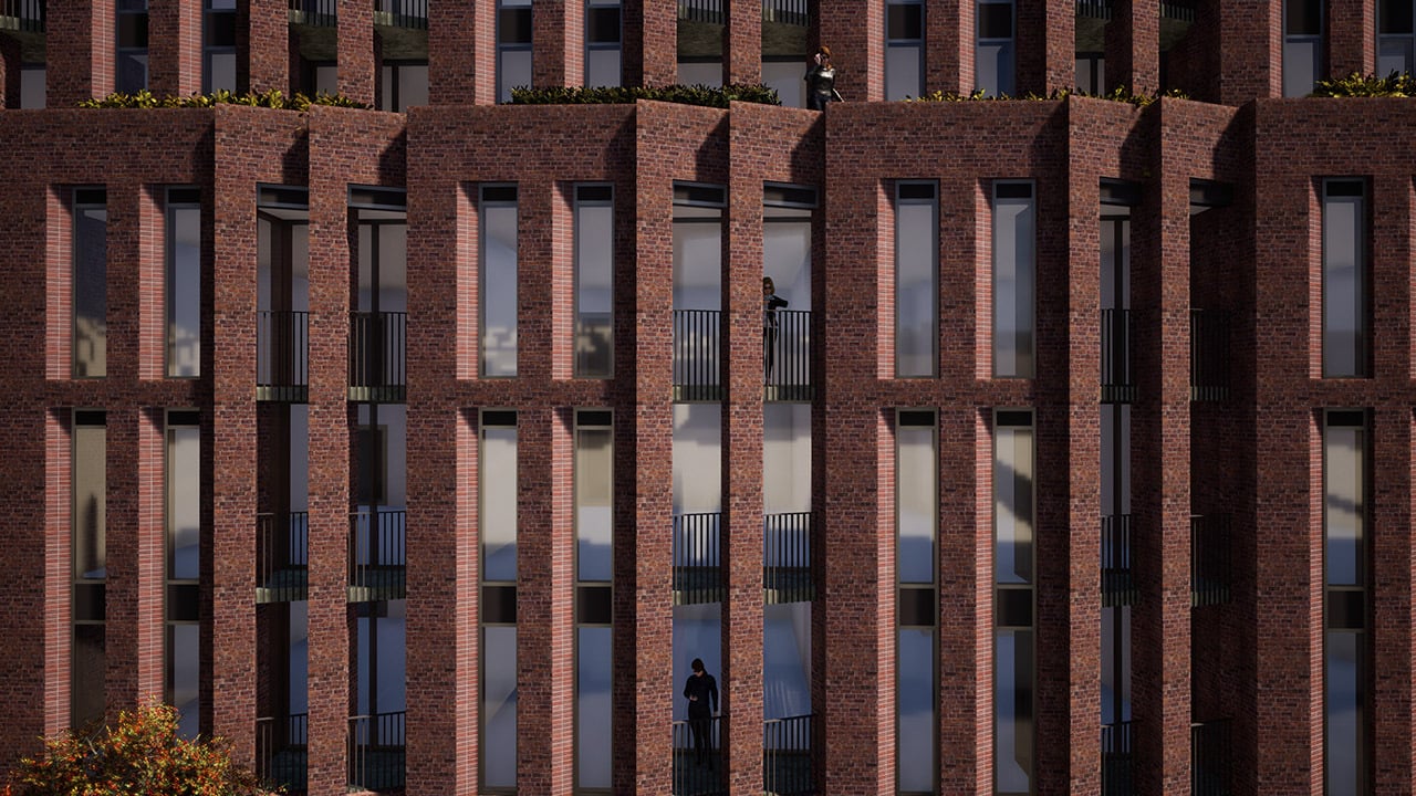 Rendering of Leaside Common Condos exterior siding details