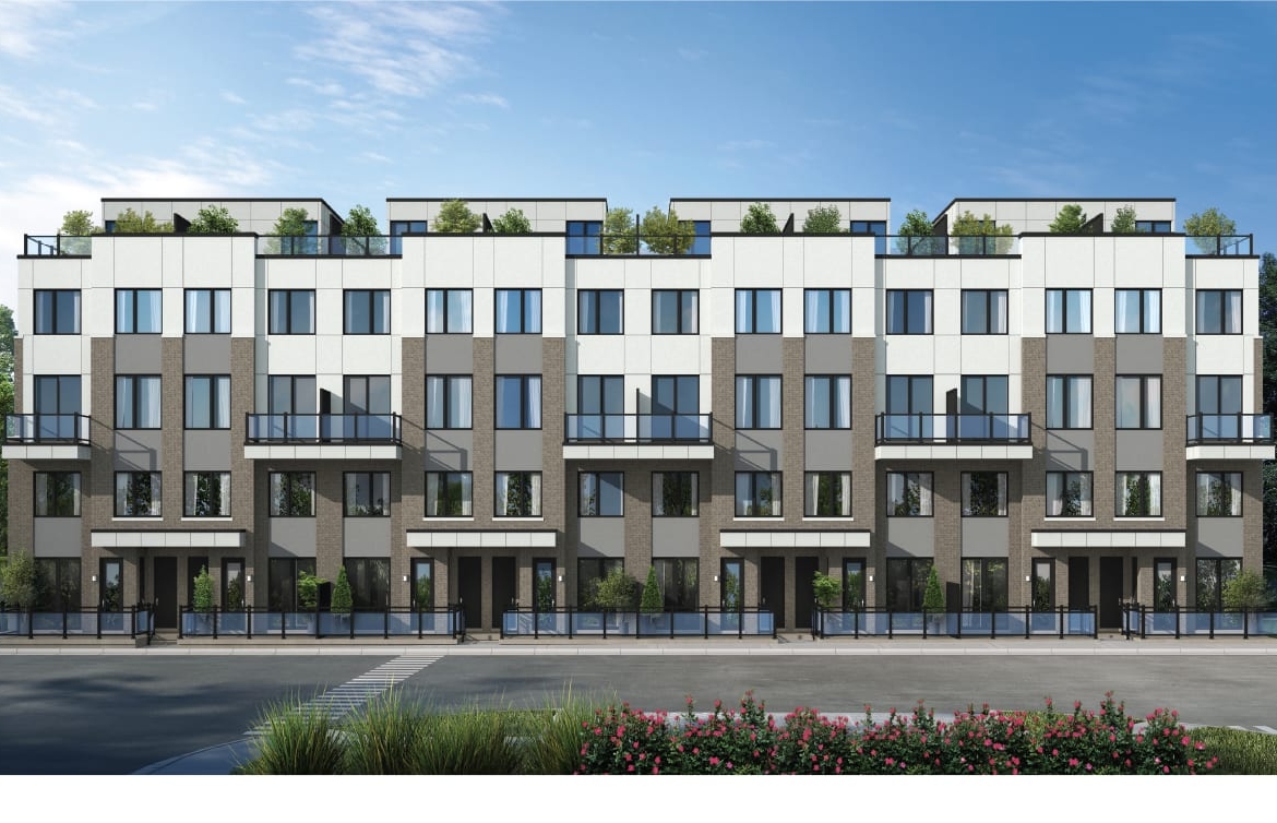 Rendering of Park District Towns exterior front facing full view