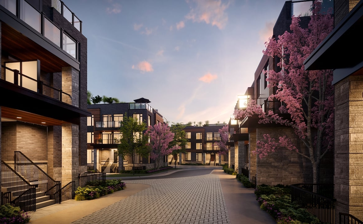 Rendering of The Markdale Towns courtyard night