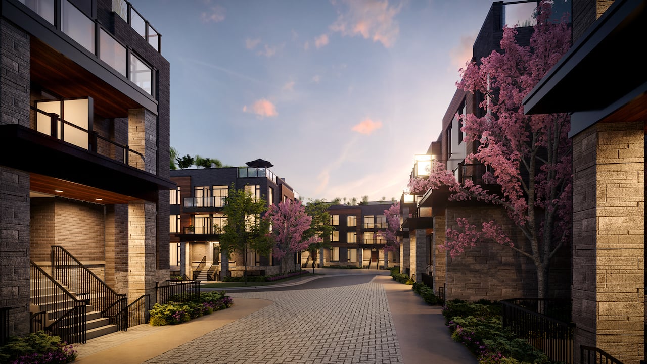 Rendering of The Markdale Towns courtyard night