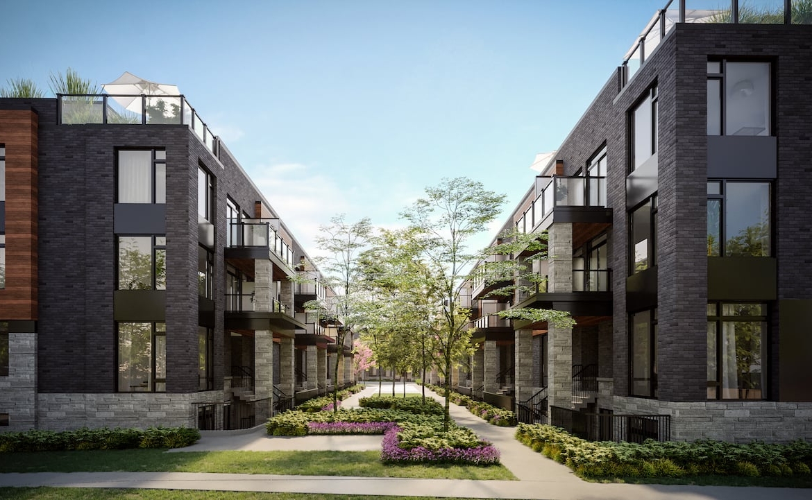 Rendering of The Markdale Towns courtyard during the day