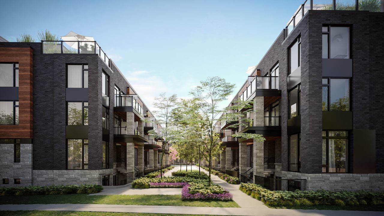 Rendering of The Markdale Towns courtyard during the day