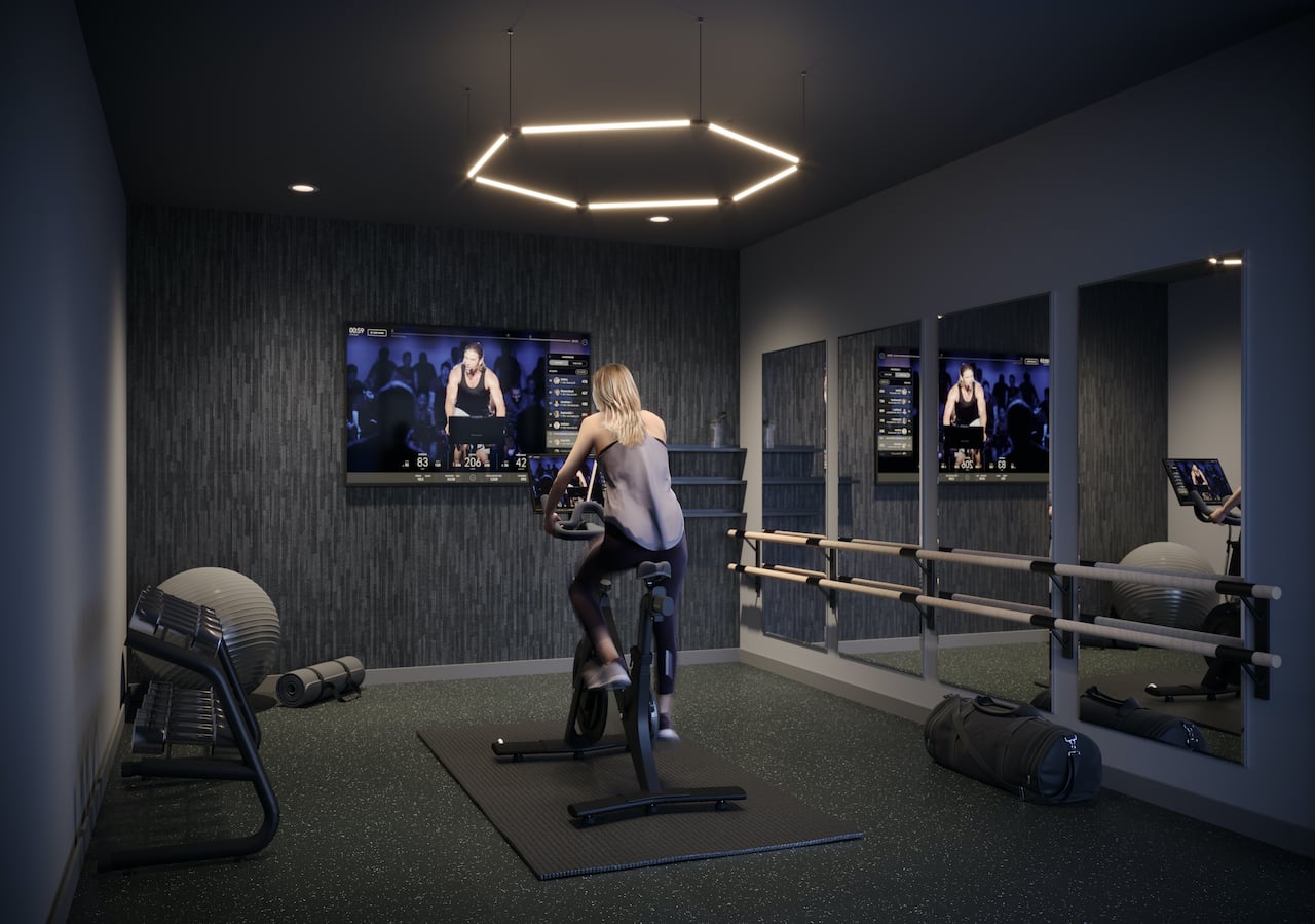 Rendering of Verge 2 Condos interactive fitness studio