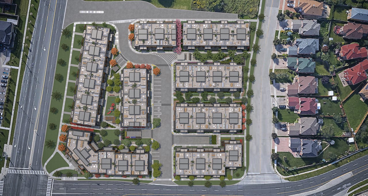 Rendering of The Markdale Towns site plan aerial