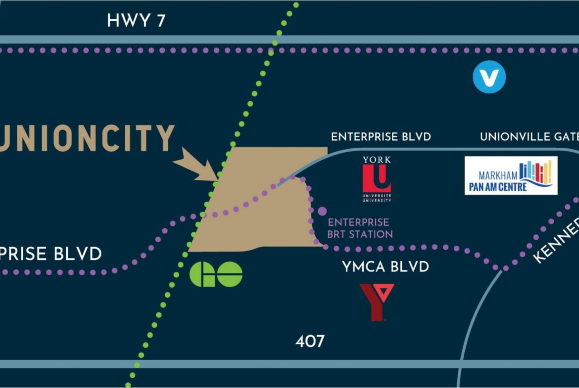 Map of UnionCity Condos in Markham by Metropia
