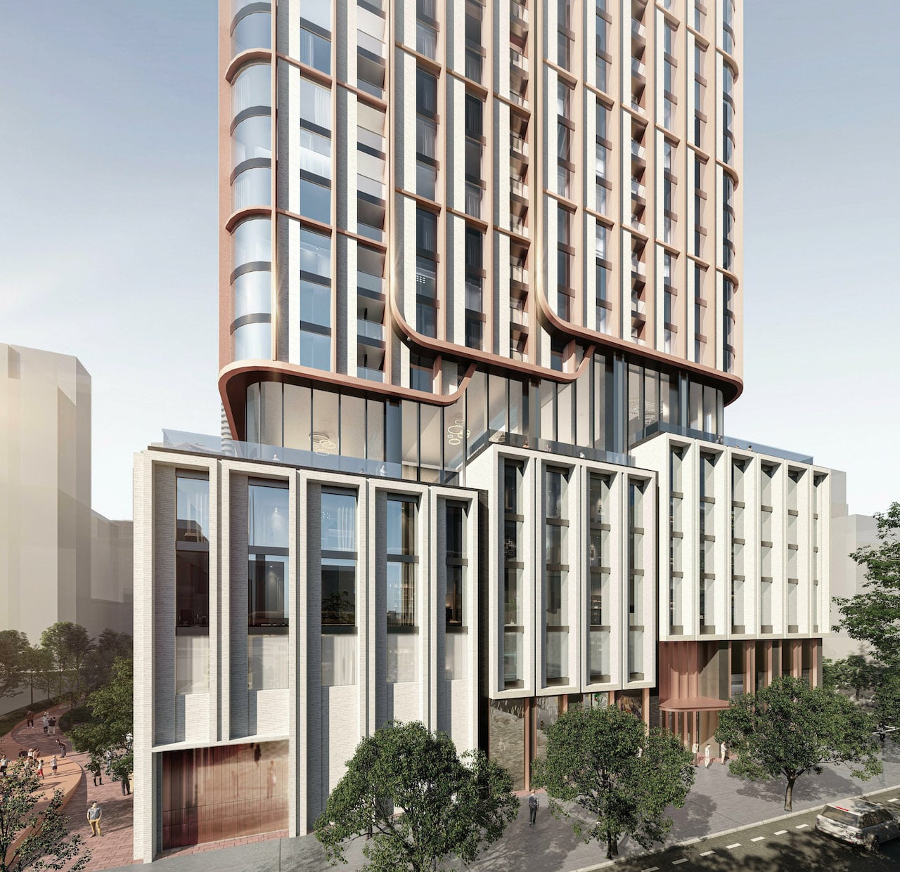 Rendering of 475 Yonge Street Condos exterior podium exterior detailing