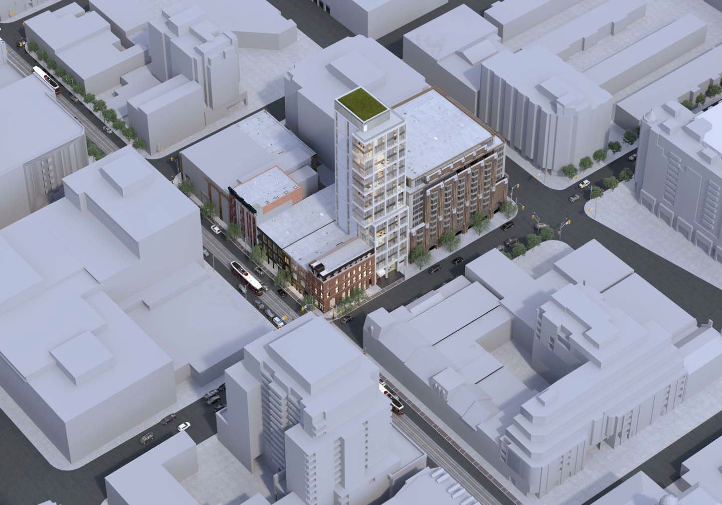 Rendering of 65 George Condos exterior aerial