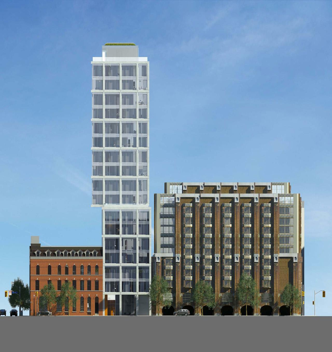Rendering of 65 George Condos exterior streetscape details