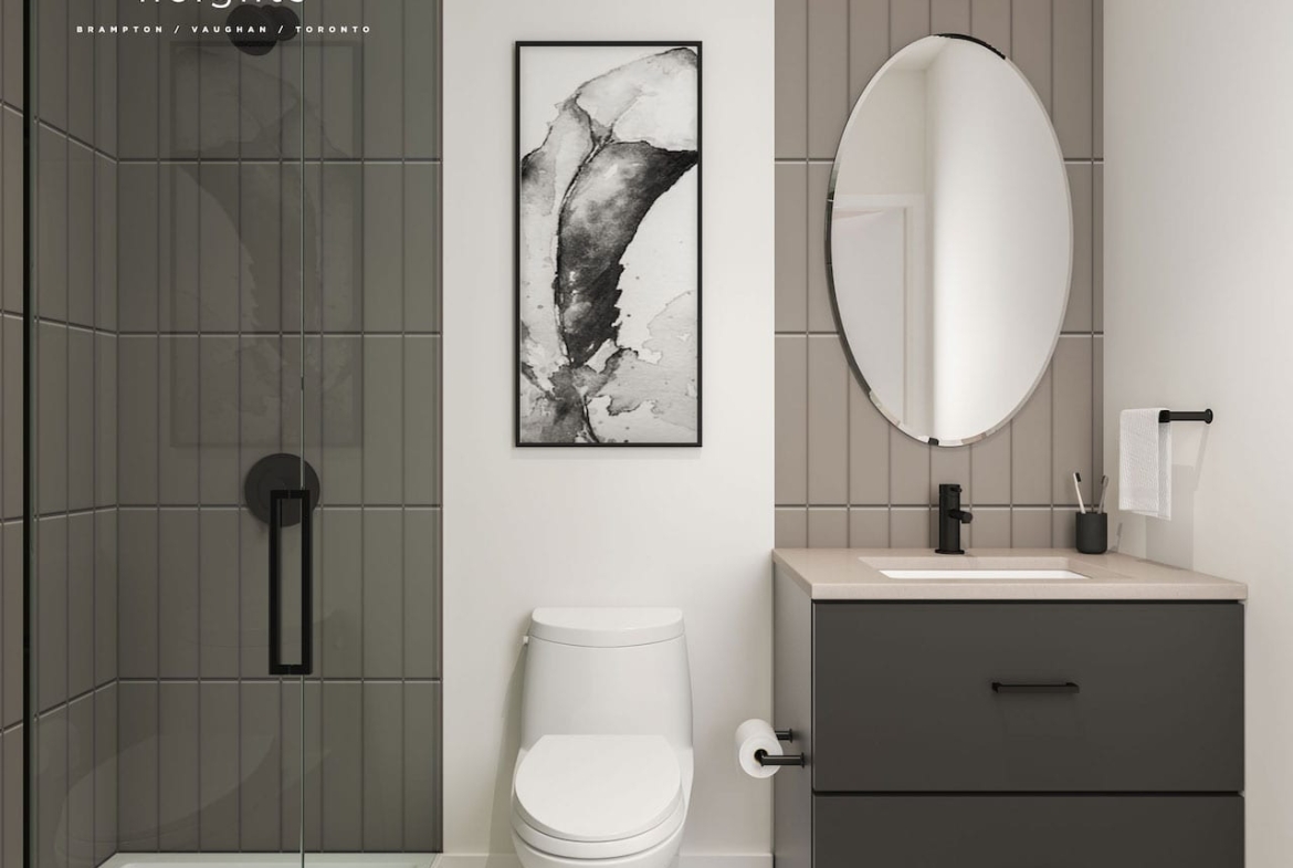 Rendering of CityPointe Heights interior suite bathroom