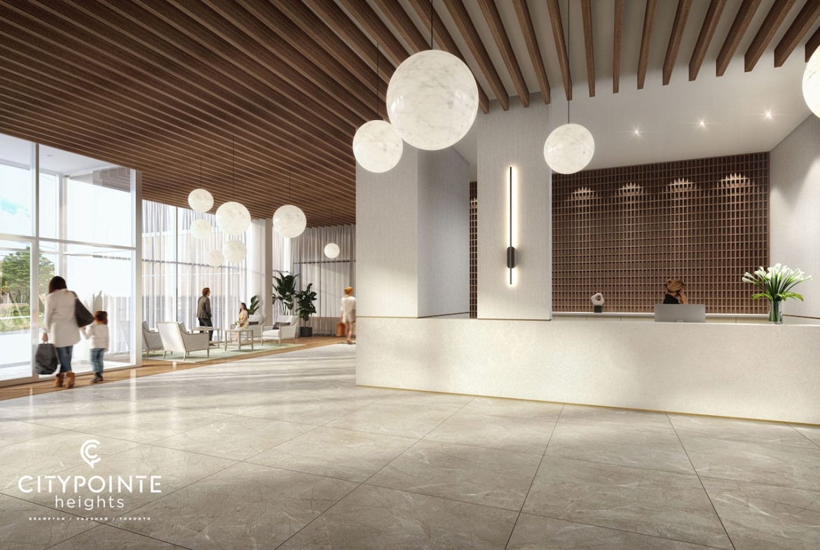 Rendering of CityPointe Heights interior lobby