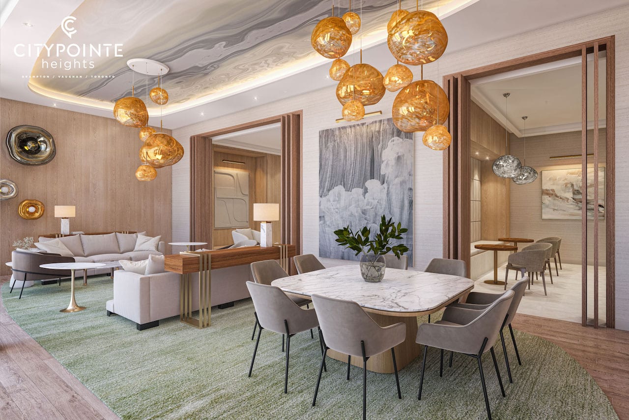 Rendering of CityPointe Heights interior lounge