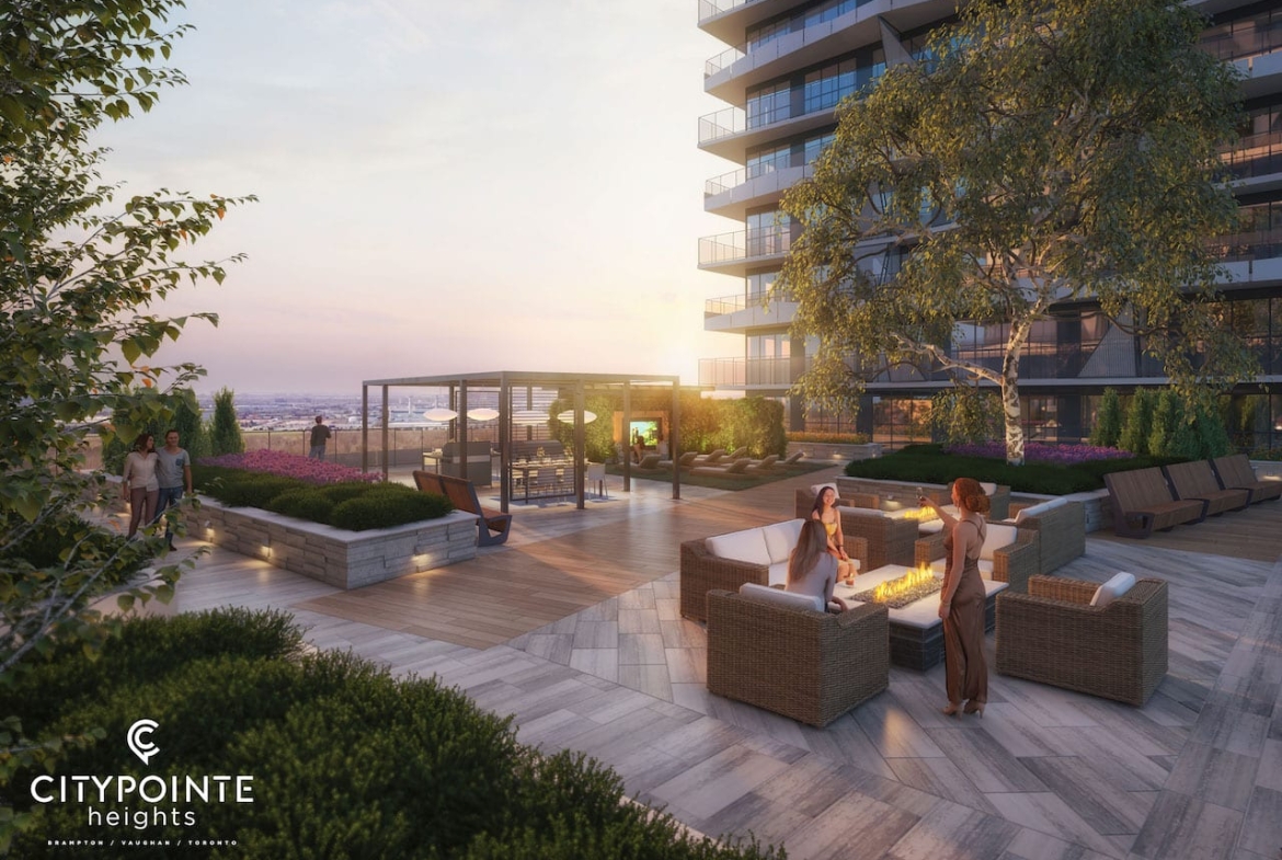 Rendering of CityPointe Heights exterior terrace